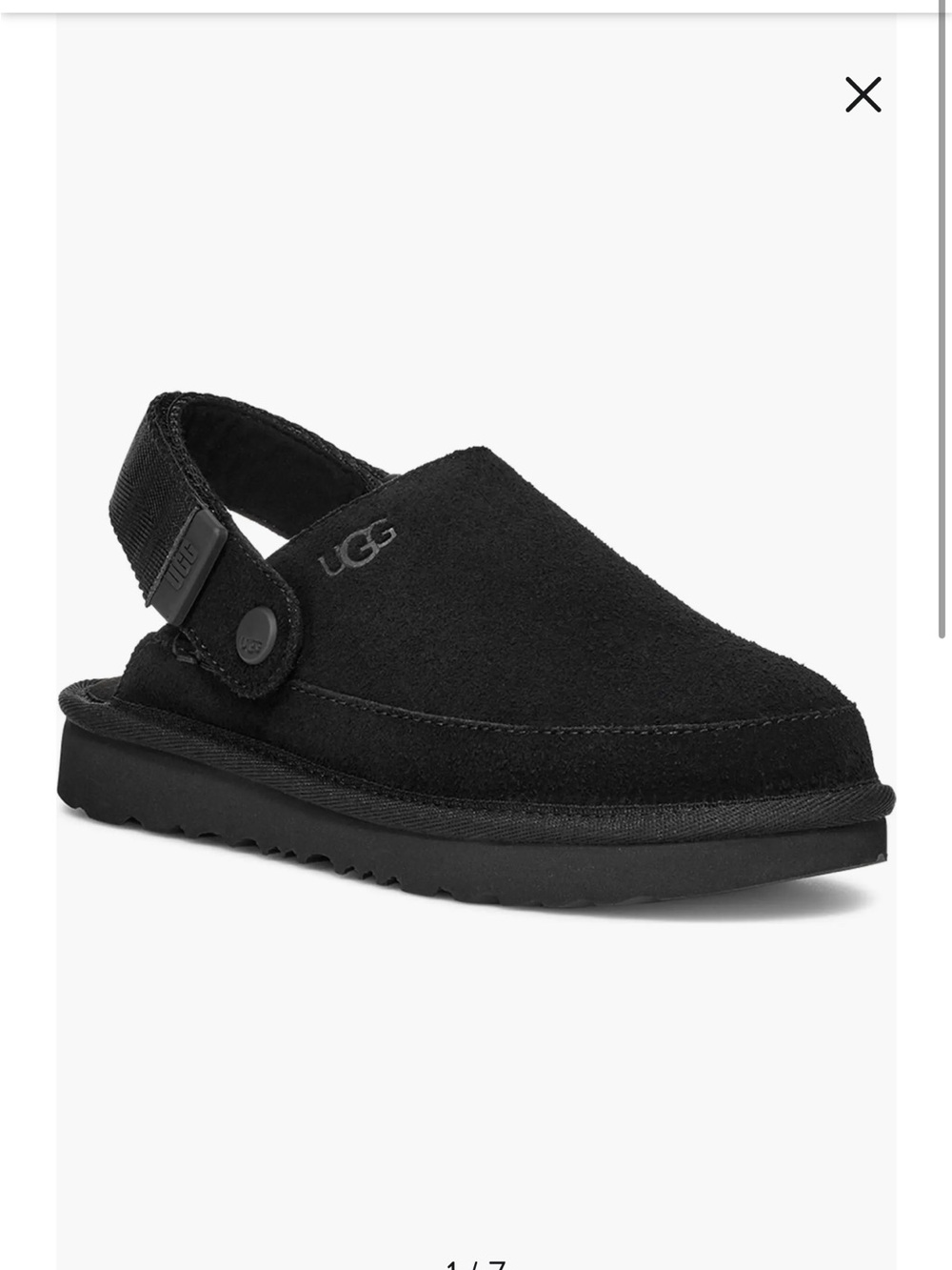 UGG Kids Black Suede Slingback Clog - Soft-Lined Slip-On